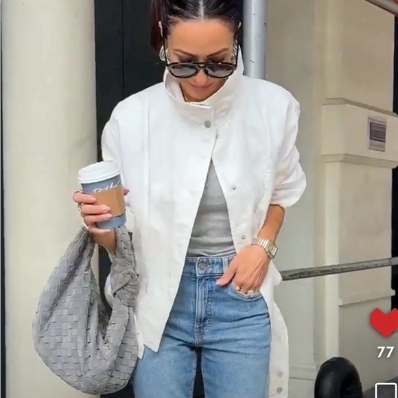 Zara 100% LINEN BOMBER JACKET ZW COLLECTION - Picture 2 of 14